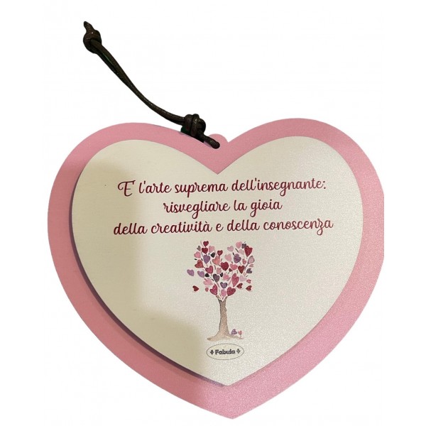 Targa cuore in legno 15x13 maestra maestro...