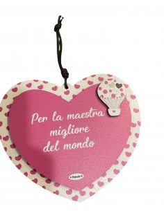 Targa cuore in legno 15x13 maestra maestro maestri In... 2