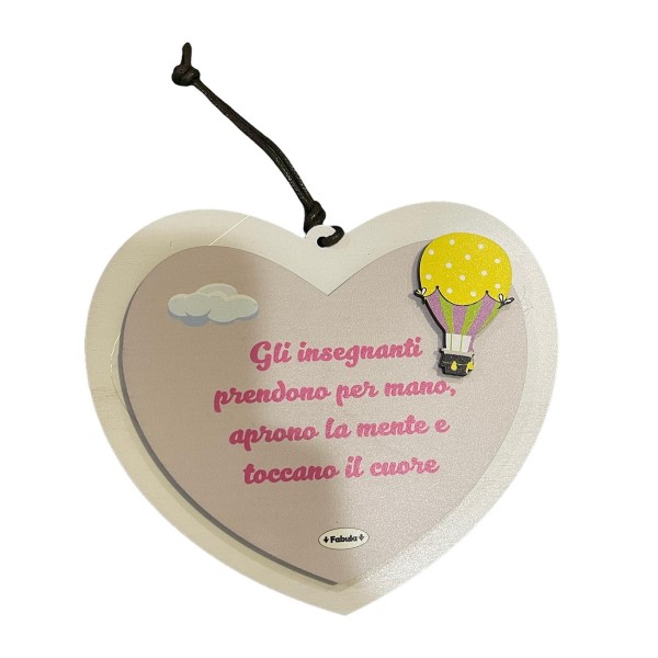 Targa cuore in legno 15x13 maestra maestro...