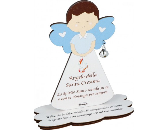 Porta Foto/Memo Angelo della cresima maschile Con Sonaglino ed una molletta- Chiama angeli angelo