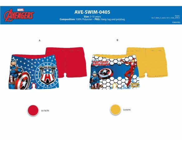 BOXER COSTUME MARE  AVENGERS BAMBINO DALLA 3 alla 8 ANNI