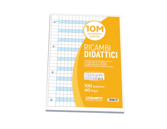 Ricambi didattici forati f.to a4 40 fogli carta 100gr 10mm 1a e 2a blasetti 7431