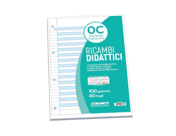 Ricambi didattici forati f.to a4 40 fogli carta 100gr rigo 0C Con Margini 7433