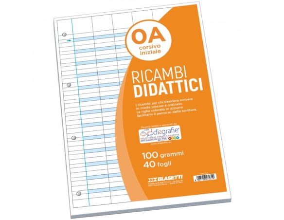 Ricambi didattici forati f.to a4 40 fogli carta 100gr rigo di 1a (0a) blasetti 7431