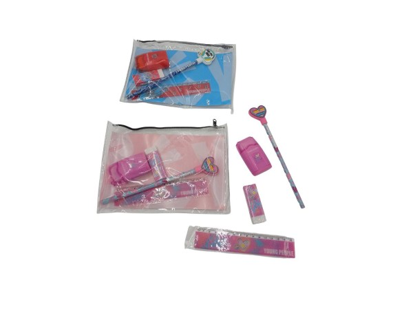Set bustina pvc temperino gomma righello matita