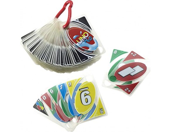 Mattel Games- UNO H20, Carte Resistenti all'Acqua con Clip, Gioco di Carte per Famiglie e Bambini 7+Anni, P1703