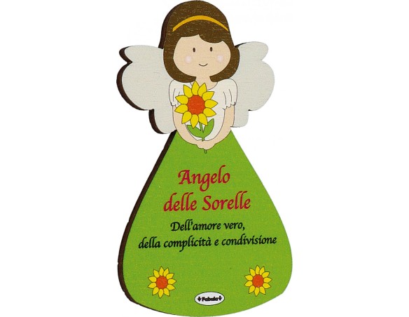 Magnete Angelo calamita Delle sorelle femminile bambina In Legno Naturale 8 CM