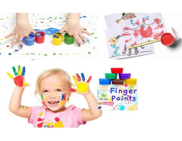 Colori a dita in vasetti Tinta Unita 6pz Super Lavabile bambini dai 2 anni