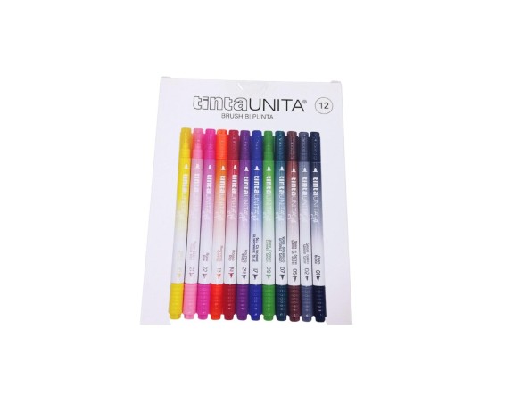 Scatola Brush Pen Bi Punta Tinta Unita 12 pz tratto marker e pennello colori