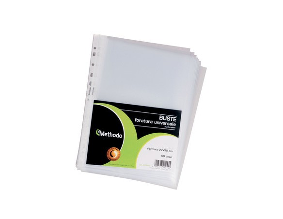 Buste Plastica foratura universale 22X30 6/010 LUCIDA (50) METHODO X212095
