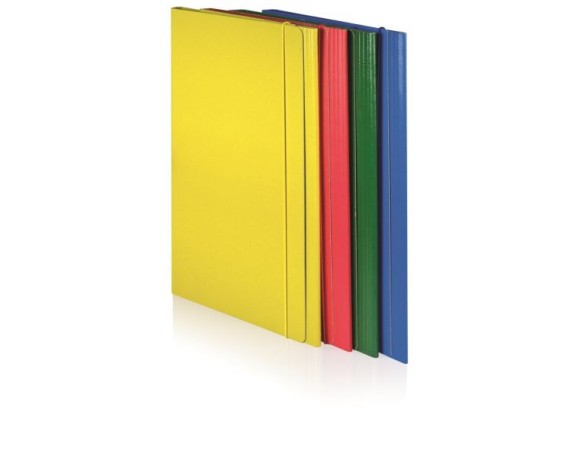 Cartella Plastificata a 3 lembi con Elastico tondo Brefiocart in presspan 25x35 cm Gialla
