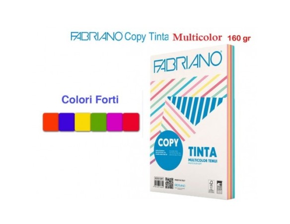 RISMA CARTA A4 80GR. 250FF. 5 COLORI TINTE FORTI FABRIANO 626