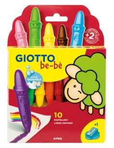 Giotto be-bè astuccio 10 pastelloni cera + appuntapastellone