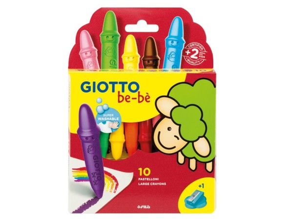 Giotto be-bè astuccio 10 pastelloni cera + appuntapastellone