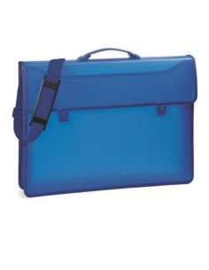 CARTELLA IN P.P. CON TRACOLLA CM. 52X37X8 BLU AZZURRO | NIJI