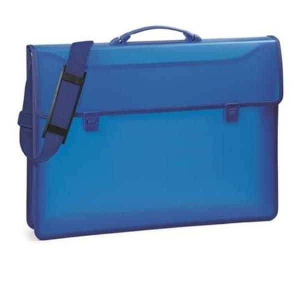 CARTELLA IN P.P. CON TRACOLLA CM. 52X37X8 BLU...