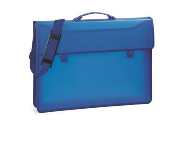 CARTELLA IN P.P. CON TRACOLLA CM. 52X37X8 BLU AZZURRO | NIJI