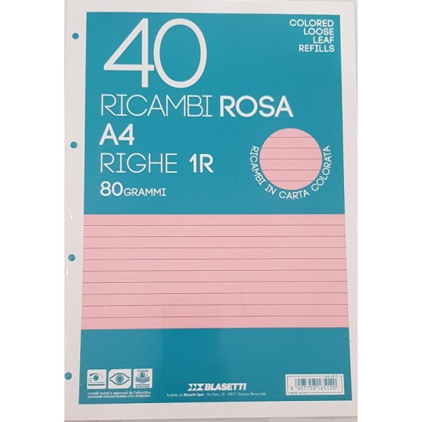 Ricambi - Blasetti - A4 - Rosa - 80g - 1 rigo -...