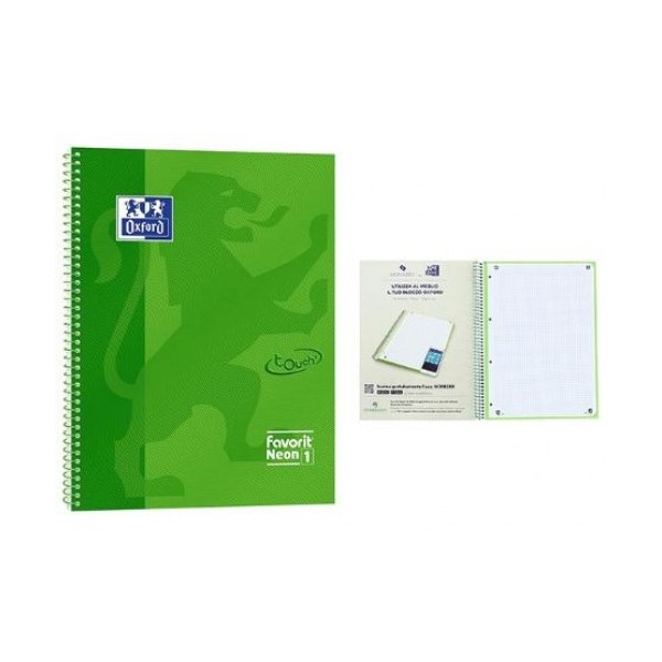 QUADERNO OXFORD SPIRALATO A4 NEON 1 CARTONATO...