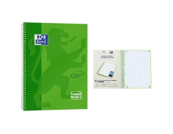 QUADERNO OXFORD SPIRALATO A4 NEON 1 CARTONATO VERDE