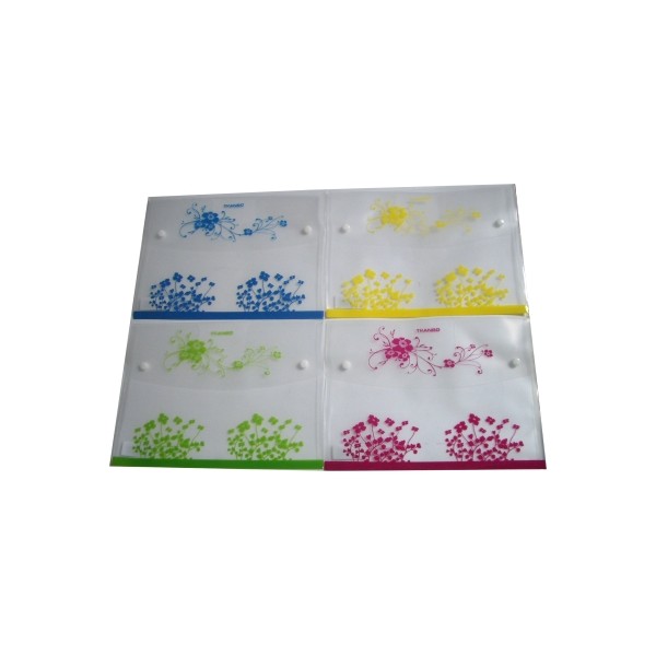 BUSTA P/DOC.A4 C/BOTT.-12pz FIORI 4 COL....
