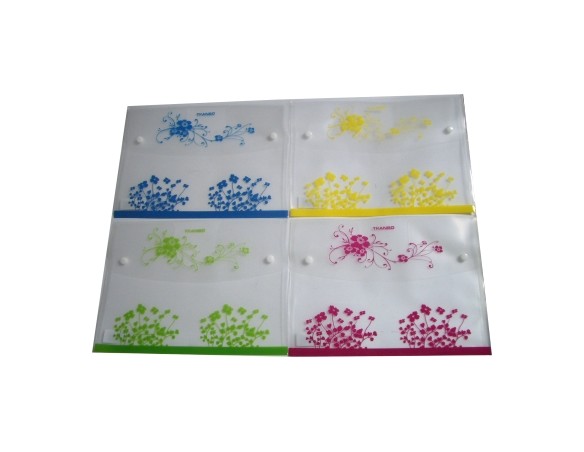 BUSTA P/DOC.A4 C/BOTT.-12pz FIORI 4 COL. SINGOLI T286