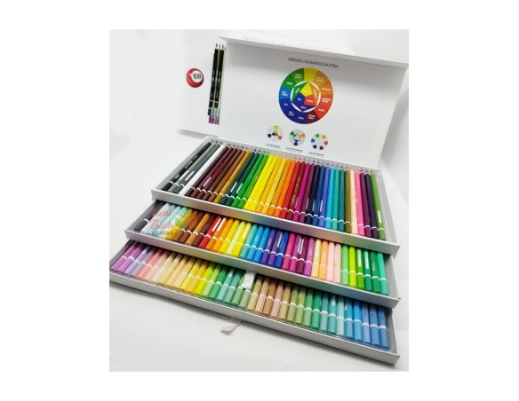 Valigetta Maxi 108 Colori Pastelli a matita Tinta Unita Colori classici fluo pastello pastelli tinta unita cassettiera  3 PIANI