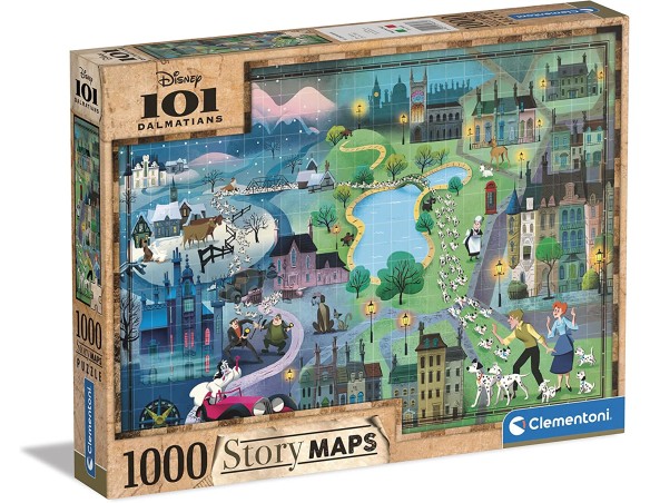 Clementoni - 39665 - Puzzle Disney Maps - Disney 101 Dalmatians - 1000 pezzi - Made in Italy, puzzle adulti 1000 pezzi, puzzle 