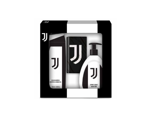 juventus set regalo contenente doccia shampoo, sapone liquido e bandiera JUVE ITALY