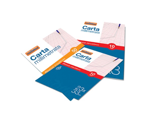 NICKOFFICE Blocco Carta Millimetrata A4 80 gr 10 fogli 21x29,7cm 41/023