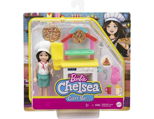 Barbie Playset Pizzeria con Bambola Chelsea Bruna, Forno per Pizze e Tanti Accessori, Giocattolo per Bambini 3+Anni,GTN63