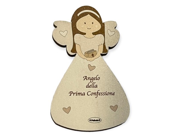Fabula | Magnete Angelo calamita Della confessione femminile bambina In Legno Naturale 8 CM