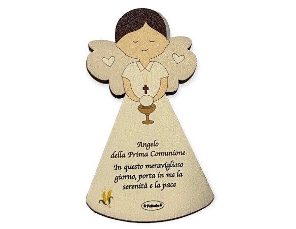 Magnete Angelo calamita Della prima comunione maschile bambino In Legno Naturale 8 CM