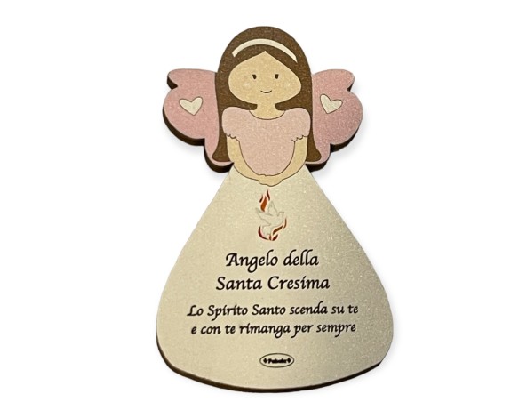 Magnete Angelo calamita Della santa cresima femminile bambina In Legno Naturale 8 CM