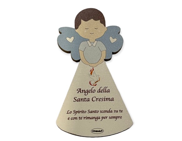 Magnete Angelo calamita Della santa cresima maschile bambino In Legno Naturale 8 CM