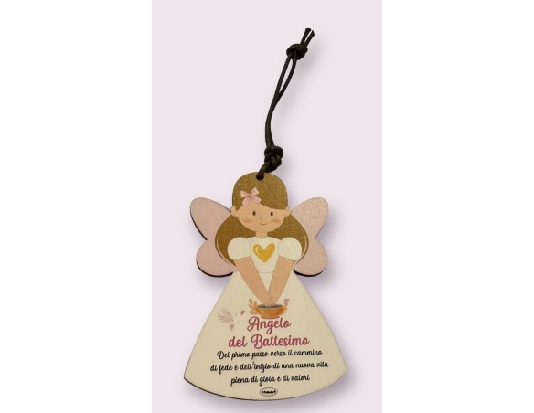 CHIAMA ANGELI IN LEGNO 12 CM battesimo femminuccia