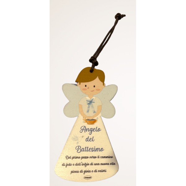 CHIAMA ANGELI IN LEGNO 12 CM battesimo maschile