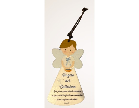 CHIAMA ANGELI IN LEGNO 12 CM battesimo maschile