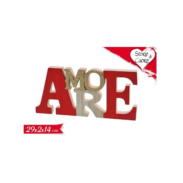 DECORAZIONE SCRITTA AMORE 29x2x14cm san valentino