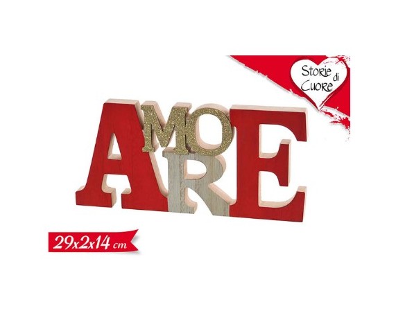 DECORAZIONE SCRITTA AMORE 29x2x14cm san valentino