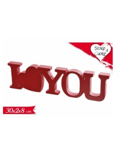 SCRITTA DECORAZIONE SCRITTA I LOVE you 30x2x8cm san...