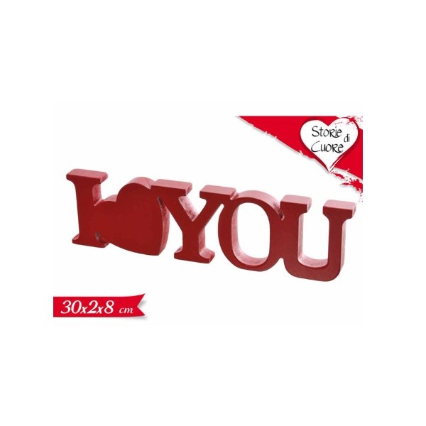 SCRITTA DECORAZIONE SCRITTA I LOVE you 30x2x8cm...