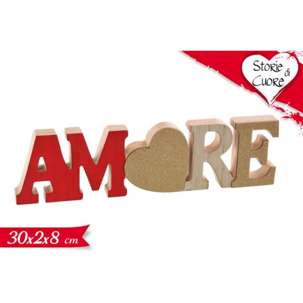 SCRITTA LEGNO DECORAZIONE SCRITTA AMORE VERNICE...