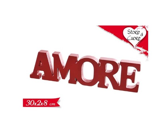SCRITTA DECORAZIONE SCRITTA AMORE 30x2x8cm san valentino