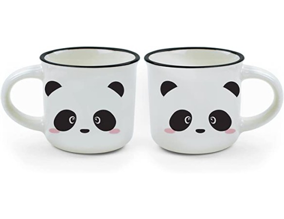 Legami - Espresso For Two, 2 Tazzine da Caffè in Porcellana New Bone China, Capacità 50 ml, Tema Panda, Lavabili in Lavastovigl