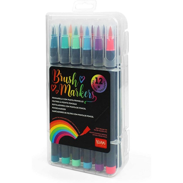 Legami - Set di 12 Pennarelli Brush con Punta...