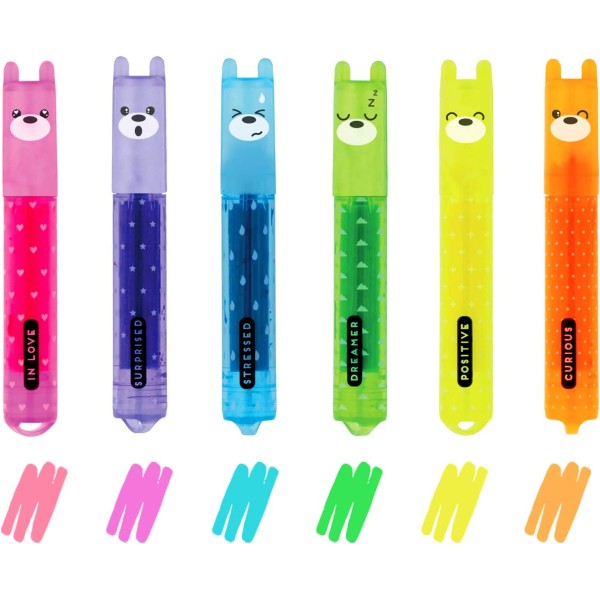 Legami Set di 6 Mini Evidenziatori, Teddy's Mood