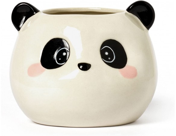 Legami - Portapenne in Ceramica, Desk Friends, 11,2 x 11,4 cm, Tema Panda, da Scrivania, Dipinti a Mano