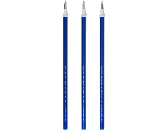 Legami - Refill per Penna Gel Cancellabile, Set 3 Pezzi, Altezza 13 cm,  Inchiostro Termosensibile Blu, Punta 0,7 mm
