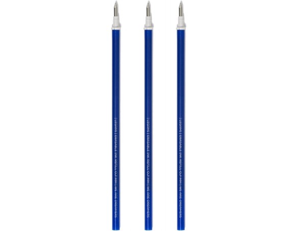 Legami - Refill per Penna Gel Cancellabile, Set 3 Pezzi, Altezza 13 cm, Inchiostro Termosensibile Blu, Punta 0,7 mm